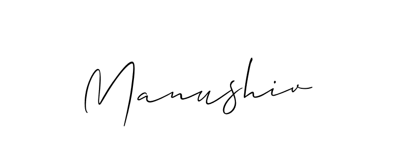 How to Draw Manushiv signature style? Allison_Script is a latest design signature styles for name Manushiv. Manushiv signature style 2 images and pictures png