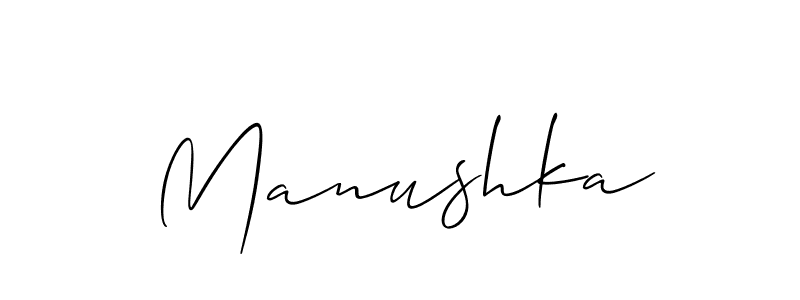 Make a beautiful signature design for name Manushka. With this signature (Allison_Script) style, you can create a handwritten signature for free. Manushka signature style 2 images and pictures png