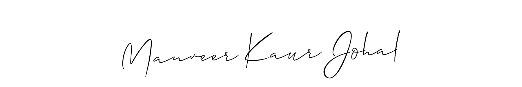 Create a beautiful signature design for name Manveer Kaur Johal. With this signature (Allison_Script) fonts, you can make a handwritten signature for free. Manveer Kaur Johal signature style 2 images and pictures png