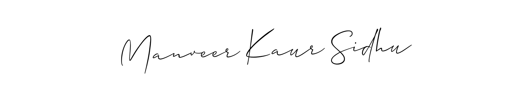 Allison_Script is a professional signature style that is perfect for those who want to add a touch of class to their signature. It is also a great choice for those who want to make their signature more unique. Get Manveer Kaur Sidhu name to fancy signature for free. Manveer Kaur Sidhu signature style 2 images and pictures png