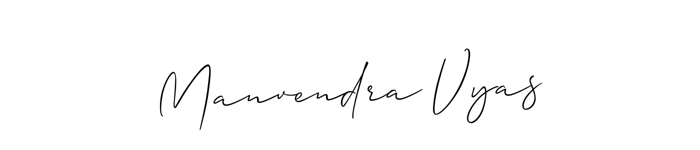 You should practise on your own different ways (Allison_Script) to write your name (Manvendra Vyas) in signature. don't let someone else do it for you. Manvendra Vyas signature style 2 images and pictures png