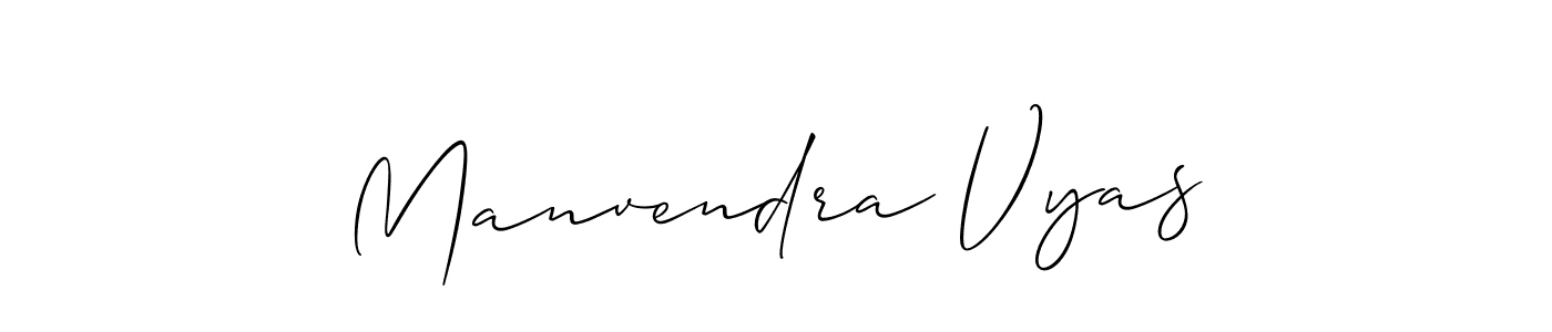 You should practise on your own different ways (Allison_Script) to write your name (Manvendra Vyas) in signature. don't let someone else do it for you. Manvendra Vyas signature style 2 images and pictures png