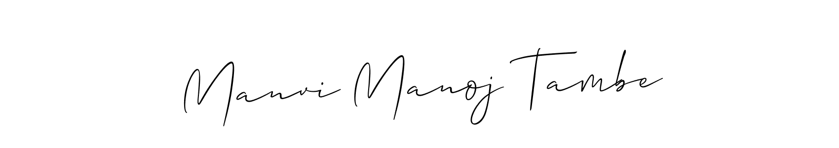 Use a signature maker to create a handwritten signature online. With this signature software, you can design (Allison_Script) your own signature for name Manvi Manoj Tambe. Manvi Manoj Tambe signature style 2 images and pictures png