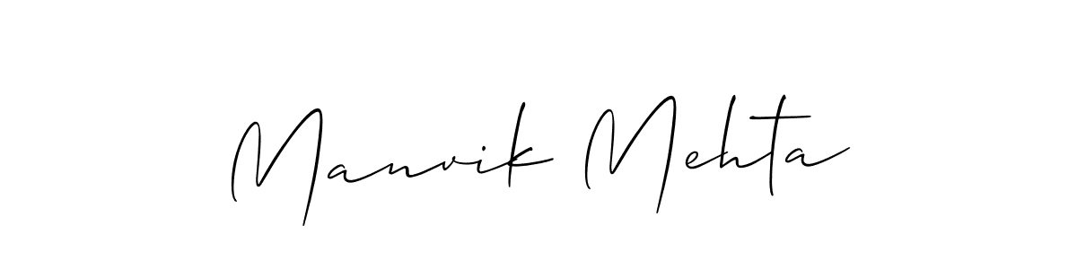 How to make Manvik Mehta signature? Allison_Script is a professional autograph style. Create handwritten signature for Manvik Mehta name. Manvik Mehta signature style 2 images and pictures png