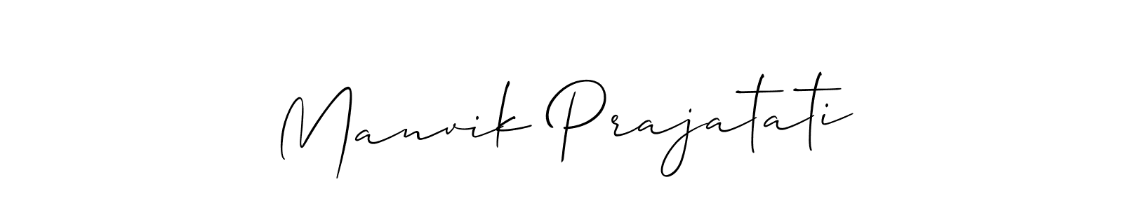 Manvik Prajatati stylish signature style. Best Handwritten Sign (Allison_Script) for my name. Handwritten Signature Collection Ideas for my name Manvik Prajatati. Manvik Prajatati signature style 2 images and pictures png