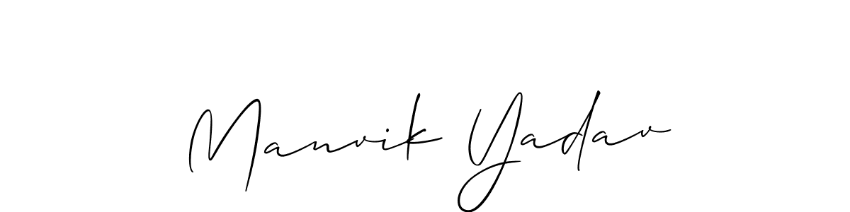 Make a beautiful signature design for name Manvik Yadav. With this signature (Allison_Script) style, you can create a handwritten signature for free. Manvik Yadav signature style 2 images and pictures png
