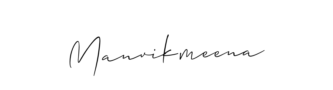 Create a beautiful signature design for name Manvikmeena. With this signature (Allison_Script) fonts, you can make a handwritten signature for free. Manvikmeena signature style 2 images and pictures png