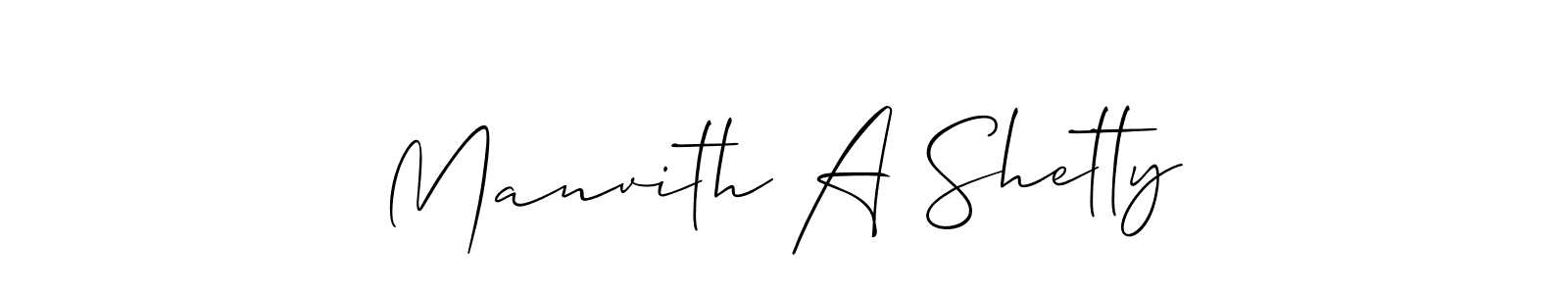 Make a beautiful signature design for name Manvith A Shetty. With this signature (Allison_Script) style, you can create a handwritten signature for free. Manvith A Shetty signature style 2 images and pictures png