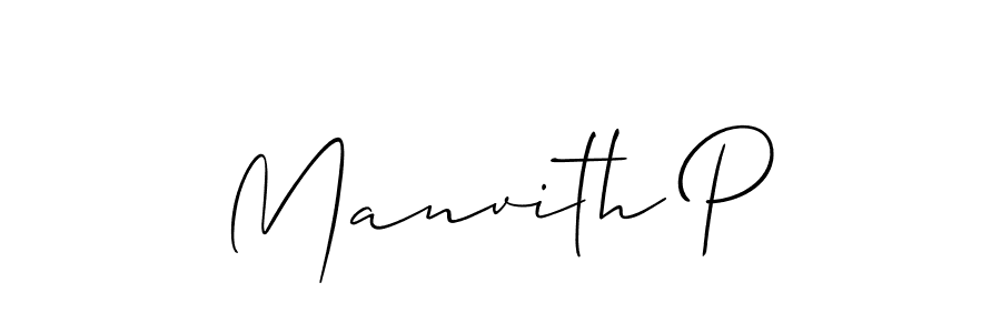 Allison_Script is a professional signature style that is perfect for those who want to add a touch of class to their signature. It is also a great choice for those who want to make their signature more unique. Get Manvith P name to fancy signature for free. Manvith P signature style 2 images and pictures png