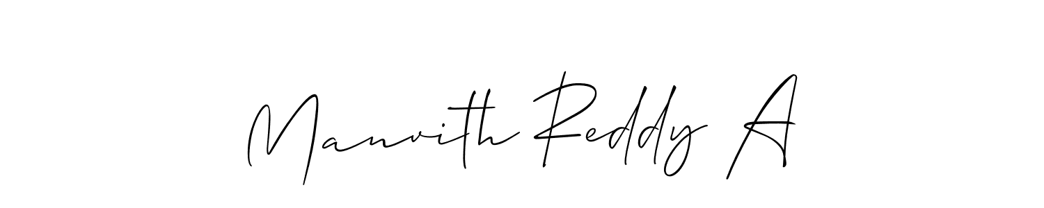 How to make Manvith Reddy A signature? Allison_Script is a professional autograph style. Create handwritten signature for Manvith Reddy A name. Manvith Reddy A signature style 2 images and pictures png