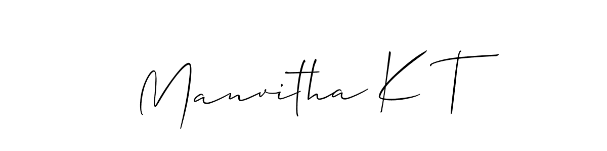 Design your own signature with our free online signature maker. With this signature software, you can create a handwritten (Allison_Script) signature for name Manvitha K T. Manvitha K T signature style 2 images and pictures png