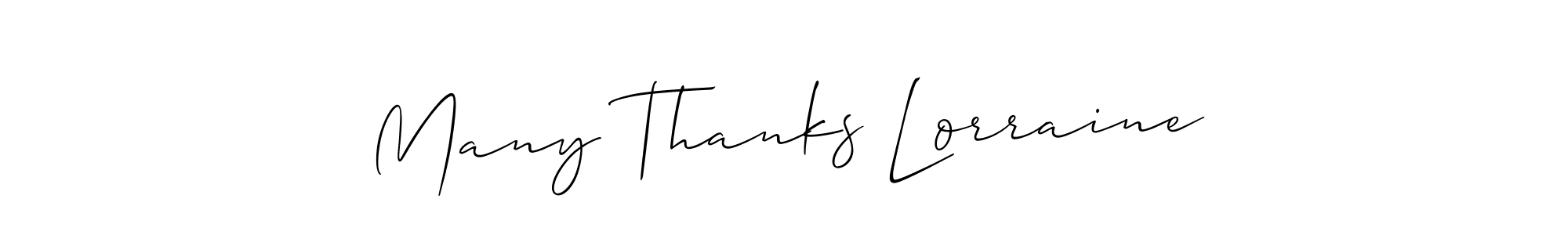 Also we have Many Thanks Lorraine name is the best signature style. Create professional handwritten signature collection using Allison_Script autograph style. Many Thanks Lorraine signature style 2 images and pictures png