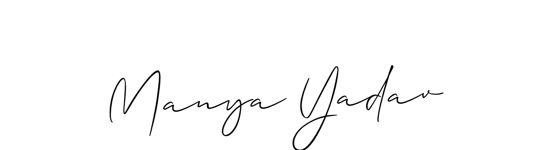 Similarly Allison_Script is the best handwritten signature design. Signature creator online .You can use it as an online autograph creator for name Manya Yadav. Manya Yadav signature style 2 images and pictures png