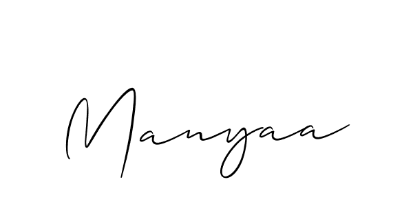 Make a beautiful signature design for name Manyaa. With this signature (Allison_Script) style, you can create a handwritten signature for free. Manyaa signature style 2 images and pictures png