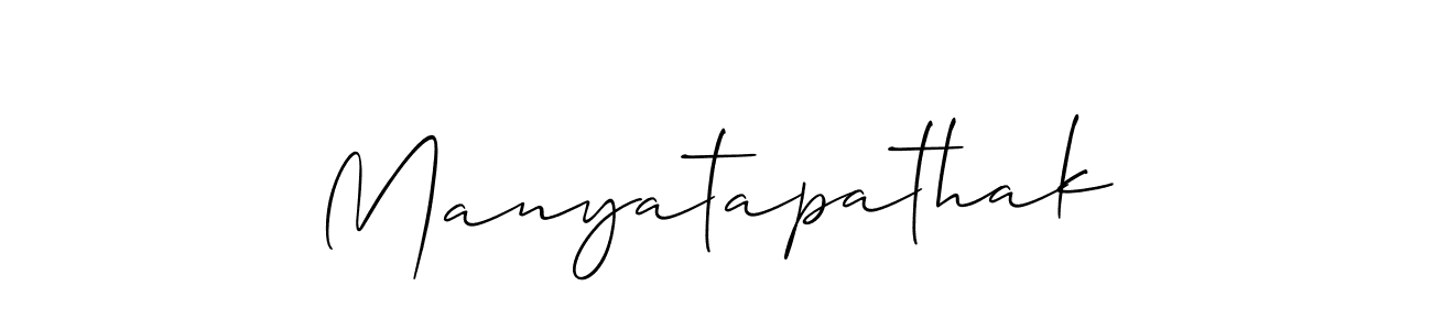 Make a beautiful signature design for name Manyatapathak. With this signature (Allison_Script) style, you can create a handwritten signature for free. Manyatapathak signature style 2 images and pictures png