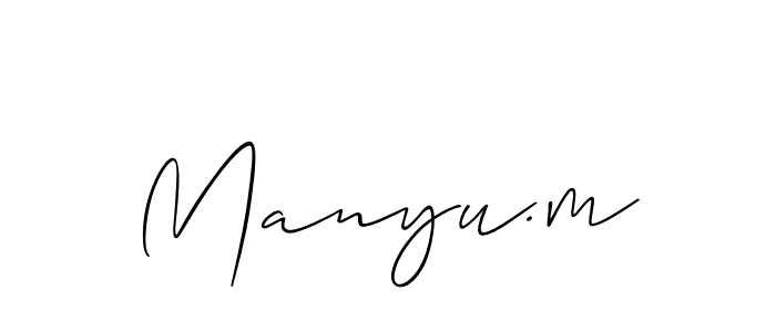 Make a beautiful signature design for name Manyu.m. With this signature (Allison_Script) style, you can create a handwritten signature for free. Manyu.m signature style 2 images and pictures png