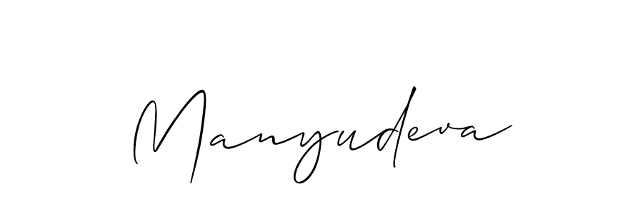 Make a beautiful signature design for name Manyudeva. With this signature (Allison_Script) style, you can create a handwritten signature for free. Manyudeva signature style 2 images and pictures png