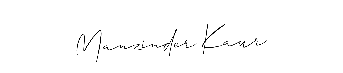 Make a beautiful signature design for name Manzinder Kaur. With this signature (Allison_Script) style, you can create a handwritten signature for free. Manzinder Kaur signature style 2 images and pictures png