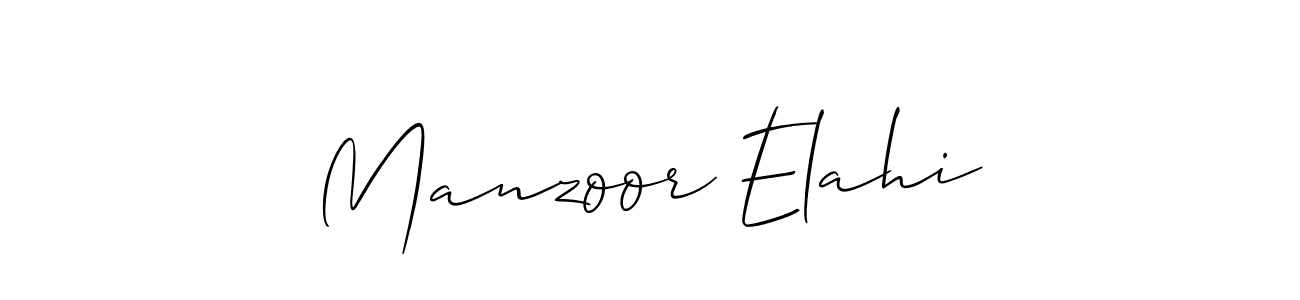 How to make Manzoor Elahi name signature. Use Allison_Script style for creating short signs online. This is the latest handwritten sign. Manzoor Elahi signature style 2 images and pictures png