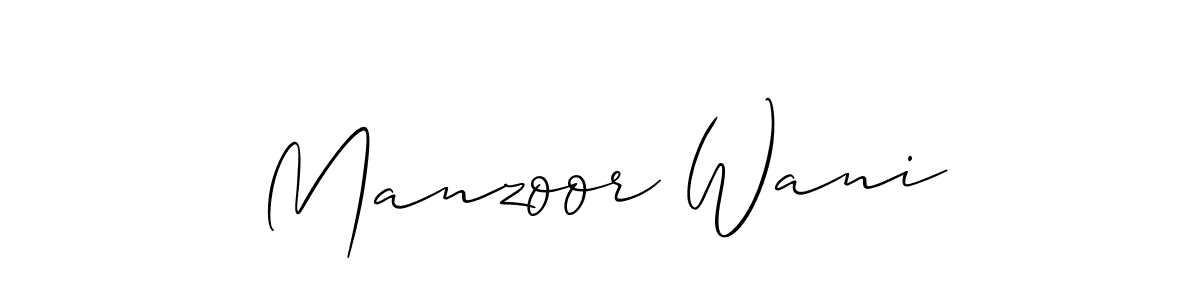 Make a beautiful signature design for name Manzoor Wani. With this signature (Allison_Script) style, you can create a handwritten signature for free. Manzoor Wani signature style 2 images and pictures png