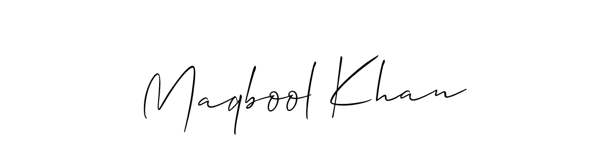 Create a beautiful signature design for name Maqbool Khan. With this signature (Allison_Script) fonts, you can make a handwritten signature for free. Maqbool Khan signature style 2 images and pictures png