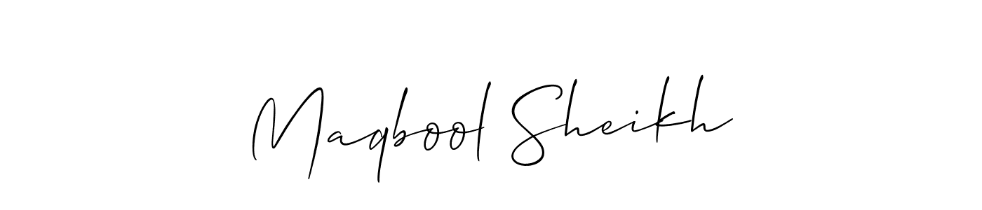Design your own signature with our free online signature maker. With this signature software, you can create a handwritten (Allison_Script) signature for name Maqbool Sheikh. Maqbool Sheikh signature style 2 images and pictures png