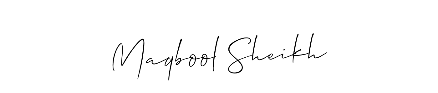 if you are searching for the best signature style for your name Maqbool Sheikh. so please give up your signature search. here we have designed multiple signature styles  using Allison_Script. Maqbool Sheikh signature style 2 images and pictures png