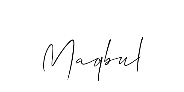 Make a beautiful signature design for name Maqbul. With this signature (Allison_Script) style, you can create a handwritten signature for free. Maqbul signature style 2 images and pictures png