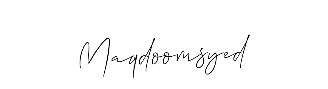 Also You can easily find your signature by using the search form. We will create Maqdoomsyed name handwritten signature images for you free of cost using Allison_Script sign style. Maqdoomsyed signature style 2 images and pictures png