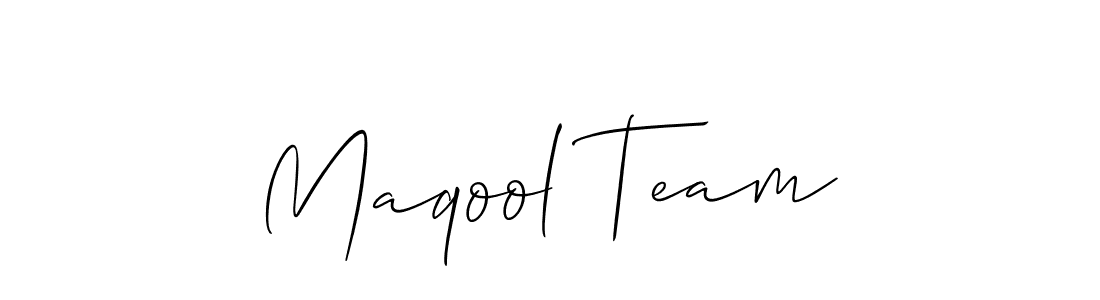 Design your own signature with our free online signature maker. With this signature software, you can create a handwritten (Allison_Script) signature for name Maqool Team. Maqool Team signature style 2 images and pictures png