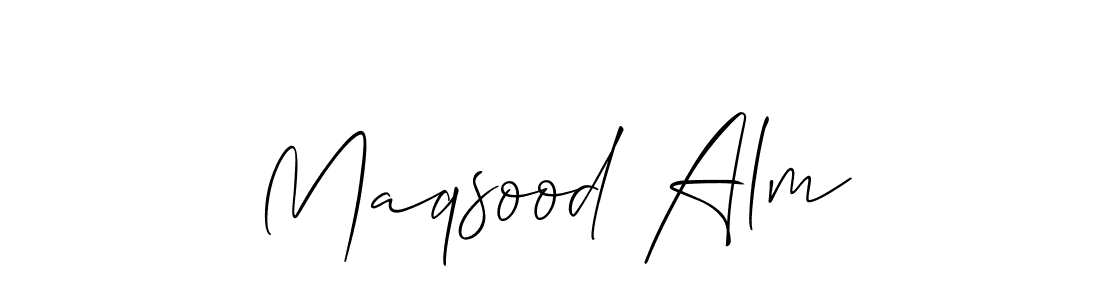 How to make Maqsood Alm name signature. Use Allison_Script style for creating short signs online. This is the latest handwritten sign. Maqsood Alm signature style 2 images and pictures png