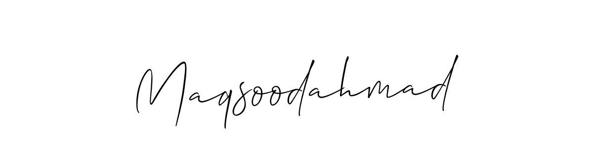 The best way (Allison_Script) to make a short signature is to pick only two or three words in your name. The name Maqsoodahmad include a total of six letters. For converting this name. Maqsoodahmad signature style 2 images and pictures png