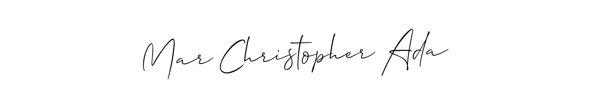 Similarly Allison_Script is the best handwritten signature design. Signature creator online .You can use it as an online autograph creator for name Mar Christopher Ada. Mar Christopher Ada signature style 2 images and pictures png