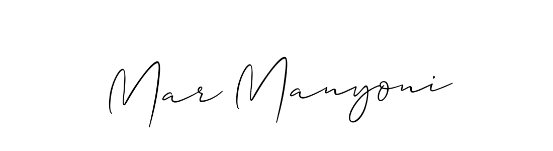 if you are searching for the best signature style for your name Mar Manyoni. so please give up your signature search. here we have designed multiple signature styles  using Allison_Script. Mar Manyoni signature style 2 images and pictures png