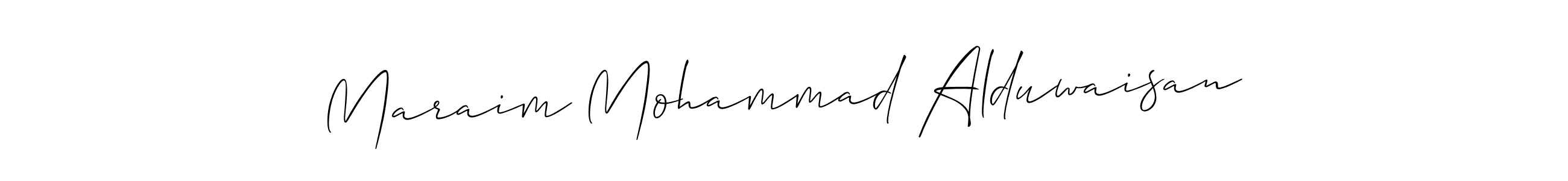 if you are searching for the best signature style for your name Maraim Mohammad Alduwaisan. so please give up your signature search. here we have designed multiple signature styles  using Allison_Script. Maraim Mohammad Alduwaisan signature style 2 images and pictures png