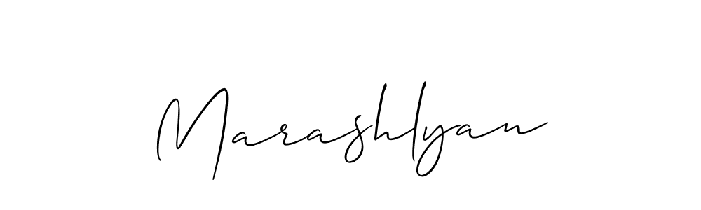 Use a signature maker to create a handwritten signature online. With this signature software, you can design (Allison_Script) your own signature for name Marashlyan. Marashlyan signature style 2 images and pictures png