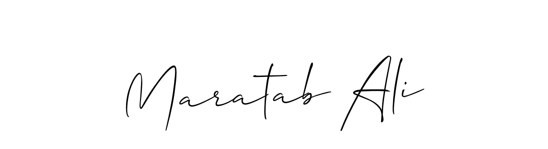 The best way (Allison_Script) to make a short signature is to pick only two or three words in your name. The name Maratab Ali include a total of six letters. For converting this name. Maratab Ali signature style 2 images and pictures png