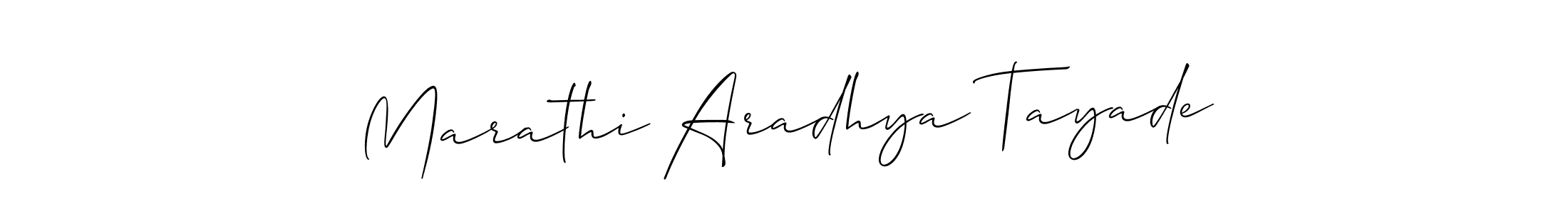 Create a beautiful signature design for name Marathi Aradhya Tayade. With this signature (Allison_Script) fonts, you can make a handwritten signature for free. Marathi Aradhya Tayade signature style 2 images and pictures png