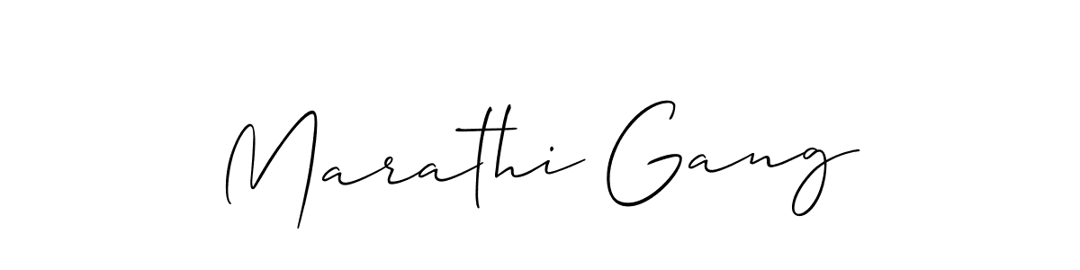 Use a signature maker to create a handwritten signature online. With this signature software, you can design (Allison_Script) your own signature for name Marathi Gang. Marathi Gang signature style 2 images and pictures png