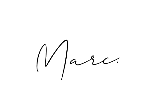 The best way (Allison_Script) to make a short signature is to pick only two or three words in your name. The name Marc. include a total of six letters. For converting this name. Marc. signature style 2 images and pictures png