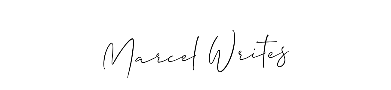 Marcel Writes stylish signature style. Best Handwritten Sign (Allison_Script) for my name. Handwritten Signature Collection Ideas for my name Marcel Writes. Marcel Writes signature style 2 images and pictures png