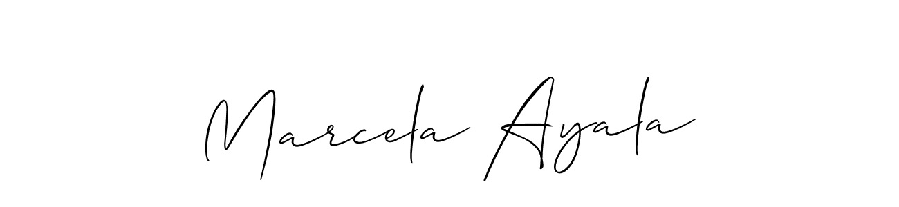 How to make Marcela Ayala name signature. Use Allison_Script style for creating short signs online. This is the latest handwritten sign. Marcela Ayala signature style 2 images and pictures png