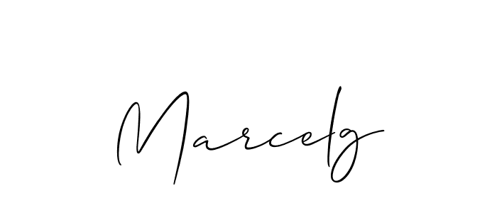 The best way (Allison_Script) to make a short signature is to pick only two or three words in your name. The name Marcelg include a total of six letters. For converting this name. Marcelg signature style 2 images and pictures png