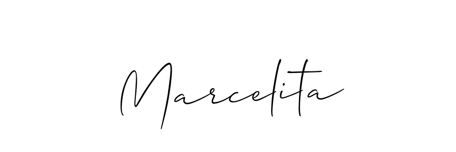You should practise on your own different ways (Allison_Script) to write your name (Marcelita) in signature. don't let someone else do it for you. Marcelita signature style 2 images and pictures png