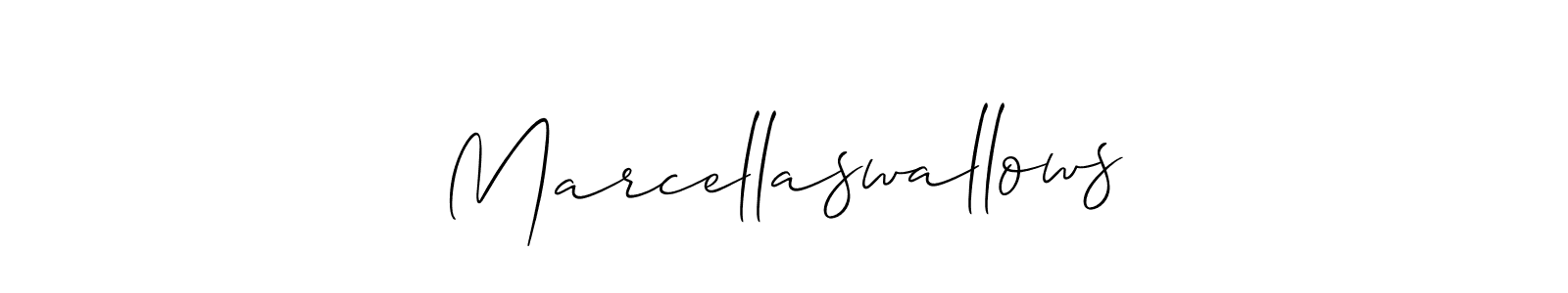 Allison_Script is a professional signature style that is perfect for those who want to add a touch of class to their signature. It is also a great choice for those who want to make their signature more unique. Get Marcellaswallows name to fancy signature for free. Marcellaswallows signature style 2 images and pictures png