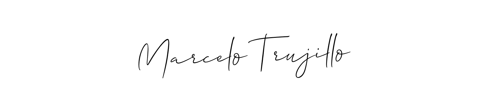 The best way (Allison_Script) to make a short signature is to pick only two or three words in your name. The name Marcelo Trujillo include a total of six letters. For converting this name. Marcelo Trujillo signature style 2 images and pictures png