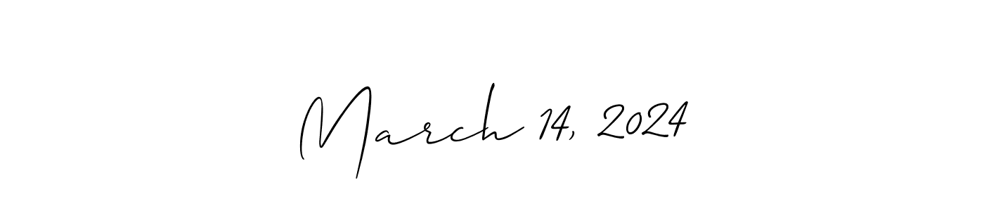 The best way (Allison_Script) to make a short signature is to pick only two or three words in your name. The name March 14, 2024 include a total of six letters. For converting this name. March 14, 2024 signature style 2 images and pictures png