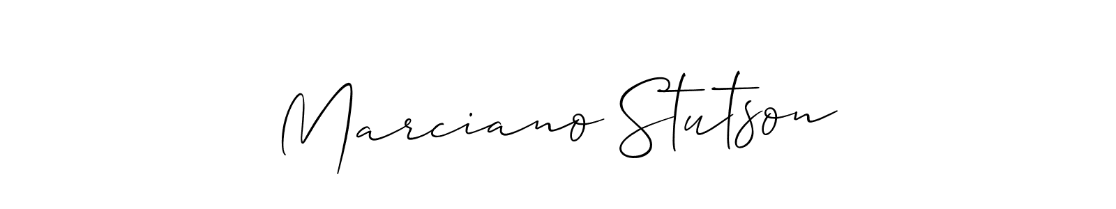 Marciano Stutson stylish signature style. Best Handwritten Sign (Allison_Script) for my name. Handwritten Signature Collection Ideas for my name Marciano Stutson. Marciano Stutson signature style 2 images and pictures png