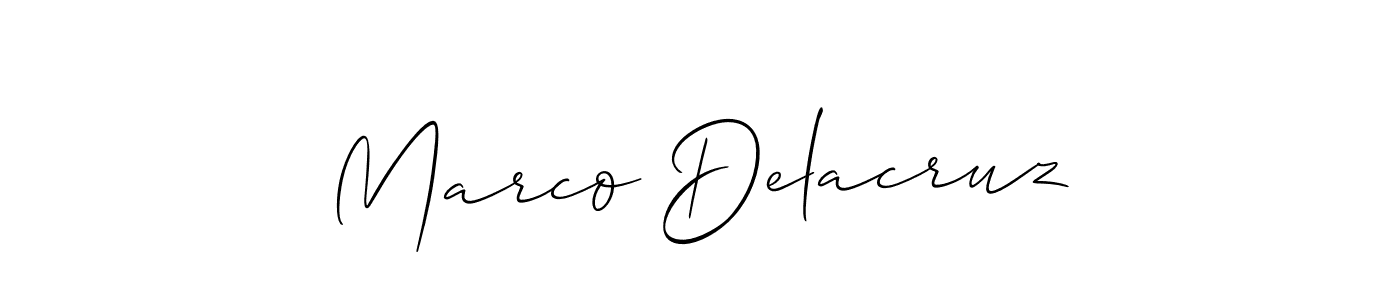 Create a beautiful signature design for name Marco Delacruz. With this signature (Allison_Script) fonts, you can make a handwritten signature for free. Marco Delacruz signature style 2 images and pictures png