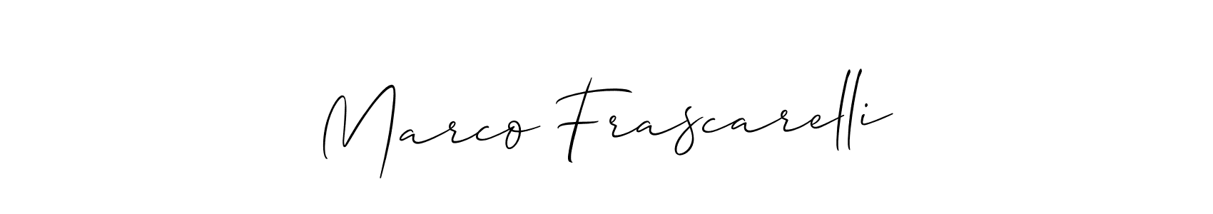 How to make Marco Frascarelli name signature. Use Allison_Script style for creating short signs online. This is the latest handwritten sign. Marco Frascarelli signature style 2 images and pictures png